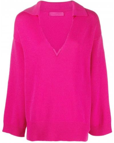 Кашмирен дълъг пуловер Valentino Garavani розово