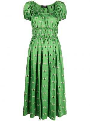 Миди рокля с принт Kate Spade зелено