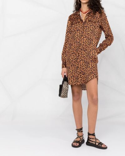 Vestido camisero leopardo Laneus marrón