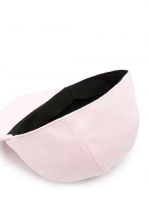 Haftowana czapka z daszkiem bawełniana Lanvin różowa