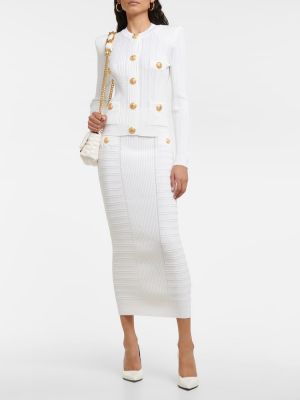 Midi sukně Balmain bílé