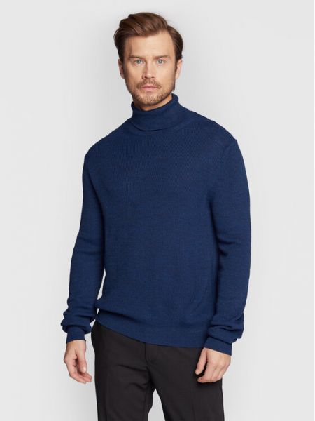 Длинный свитер с высоким воротником Sisley синий