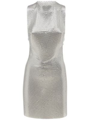 Mini obleka z mrežo Fannie Schiavoni srebrna