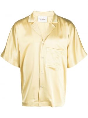 Σατέν πουκάμισο με κουμπιά Nanushka κίτρινο