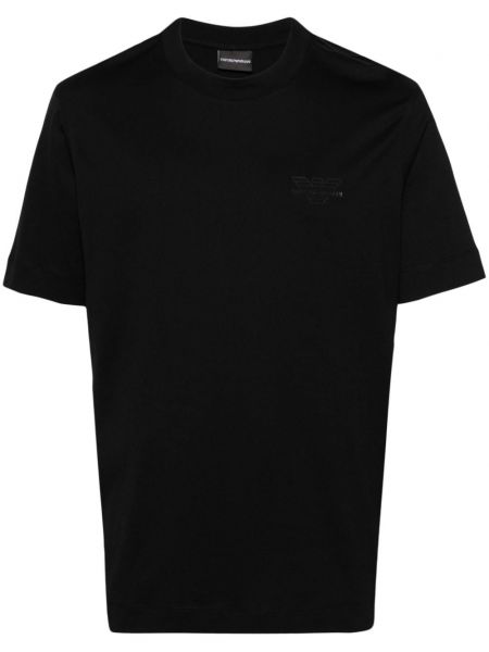 Kokvilnas t-krekls Emporio Armani melns