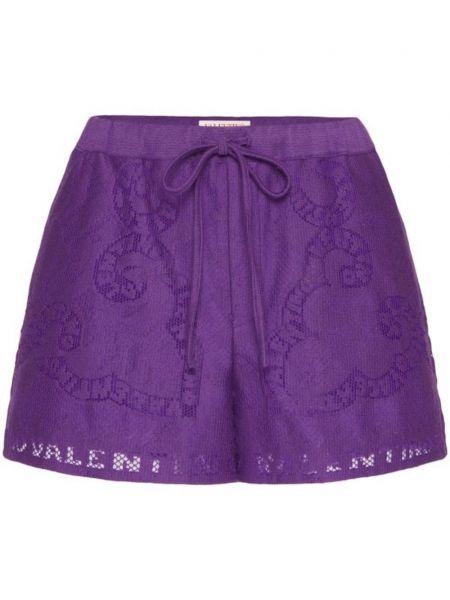 Kratke hlače s čipko Valentino Garavani vijolična