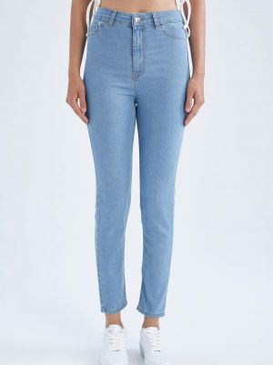 Priliehavé skinny fit džínsy s vysokým pásom Defacto modrá