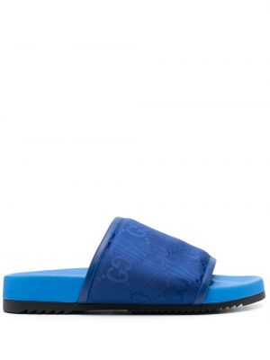 Žakárové sandály s potiskem Gucci modré