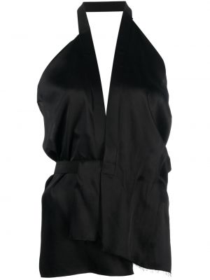 Сатенена блуза Mm6 Maison Margiela черно