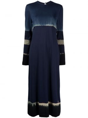 Bavlněné dlouhé šaty s dlouhými rukávy Mame Kurogouchi - modrá