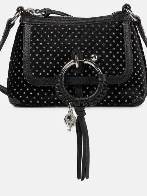 Žametna torbica za čez ramo iz rebrastega žameta See By Chloe črna