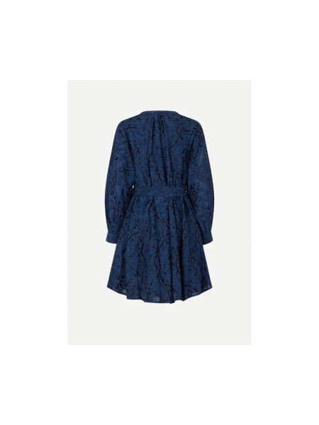 Mini vestido con escote v de tejido jacquard Samsøe Samsøe azul