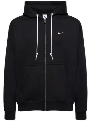 Bavlněná mikina s kapucí na zip Nike černá