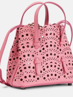 Kožna shopper torbica Alaã¯a ružičasta