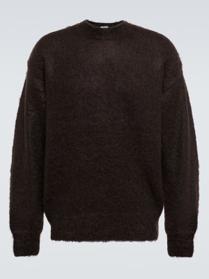 Moherowy sweter wełniany Auralee brązowy