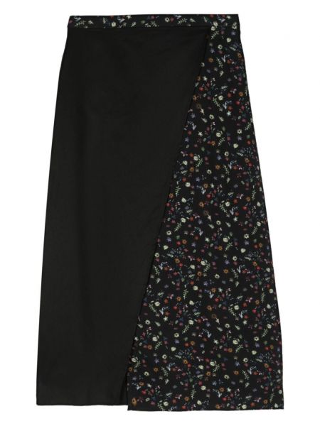 Midi suknja s cvjetnim printom Ps Paul Smith crna