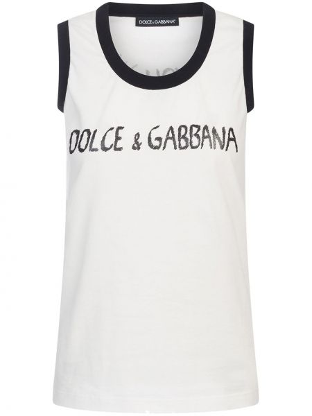 Top sin mangas con estampado Dolce & Gabbana blanco
