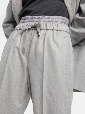 Flanelové vlněné rovné kalhoty Brunello Cucinelli šedé