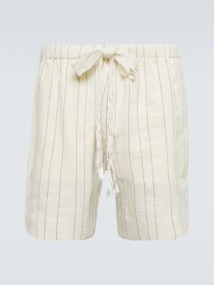 Prugaste pamučne lanene kratke hlače Wales Bonner bijela