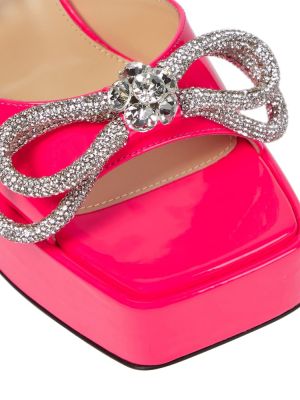 Kožne sandale s mašnom s platformom Mach & Mach ružičasta