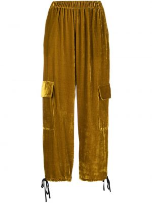 Žametne ravne hlače iz rebrastega žameta Erika Cavallini rumena