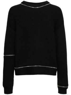 Vilnas džemperis ar rāvējslēdzēju Moschino melns