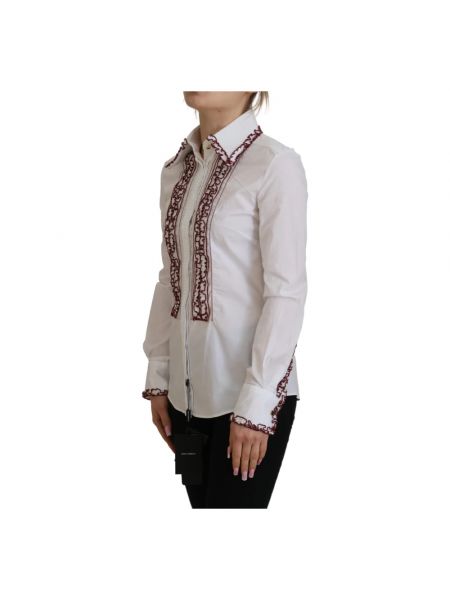 Koszula bawełniana koronkowa Dolce And Gabbana biała
