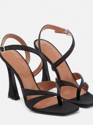 Krištáľové saténové sandále D'accori čierna