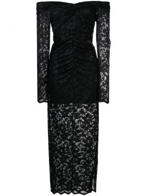 Čipkované kvetinové večerné šaty Gestuz čierna
