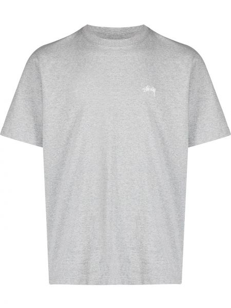 Camiseta con bordado Stussy gris