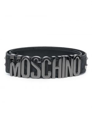 Kožený pásek s přezkou Moschino černý