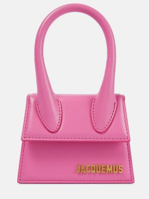 Shopperka skórzana Jacquemus różowa