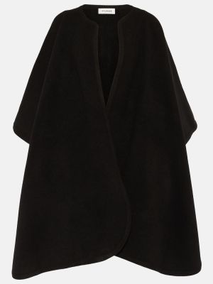 Poncho de lana de cachemir con estampado de cachemira Fforme negro
