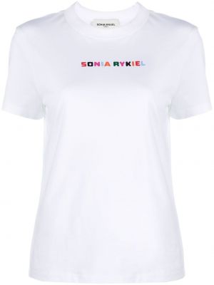 Bavlněné tričko s potiskem Sonia Rykiel bílé