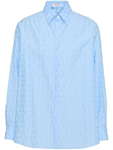 Bavlnená košeľa Valentino Garavani modrá