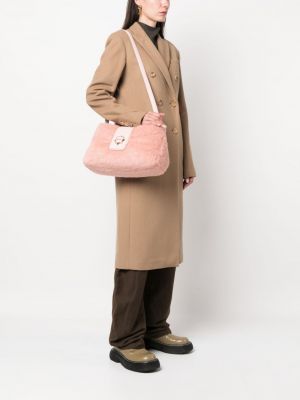 Vlněná shopper kabelka Max Mara růžová