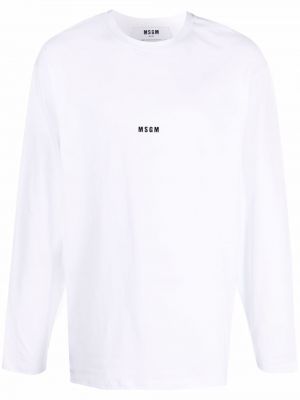 T-shirt con stampa a maniche lunghe Msgm bianco