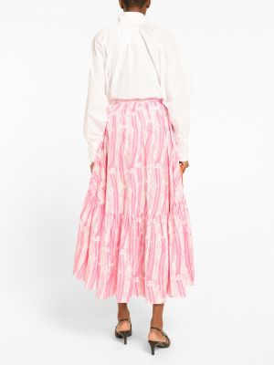 Bavlněné dlouhá sukně s potiskem Patou růžové