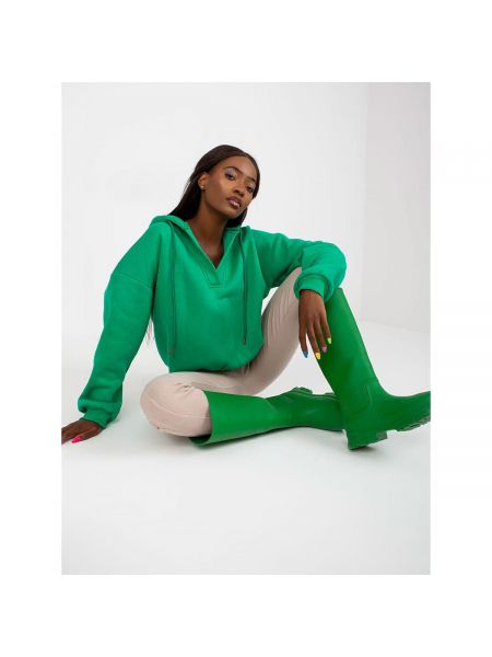 Mikina s výstřihem do v Fashionhunters zelená