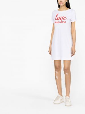 Bavlněné šaty s potiskem Love Moschino bílé