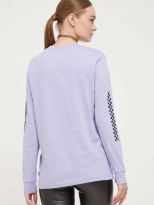 Bavlněné tričko s dlouhým rukávem s dlouhými rukávy Vans fialové