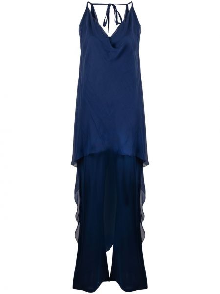 Κοκτέιλ φόρεμα με ψηλή μέση Alberta Ferretti μπλε