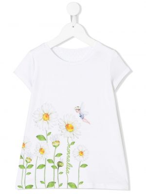 Floral t-skjorte for jenter Monnalisa hvit