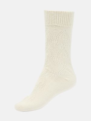 Svilene nogavice iz kašmirja Loro Piana bela