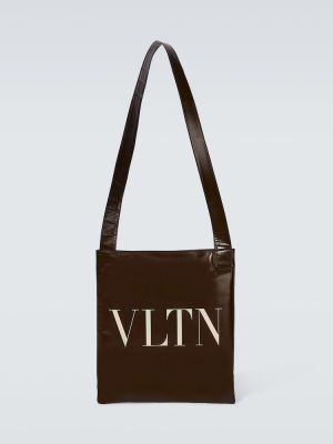 Δερμάτινη τσάντα Valentino Garavani καφέ