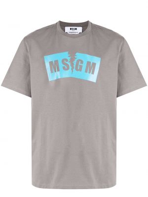 Camiseta de cuello redondo Msgm gris