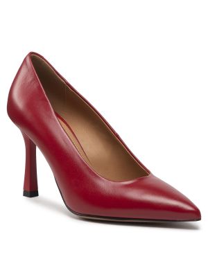 Полуотворени обувки с ток Szydłowski червено