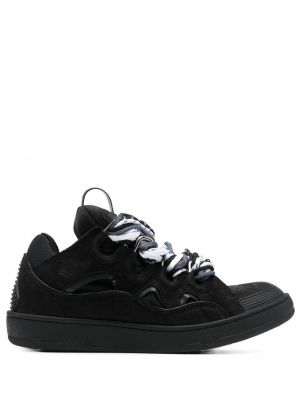 Tykk semsket skinn sneakers Lanvin svart