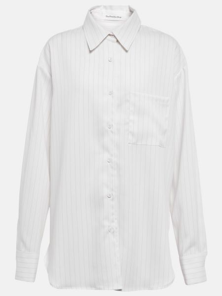 Długa koszula w paski z długim rękawem Frankie Shop - biały
