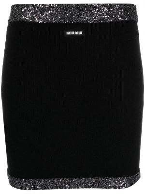 Mini suknja sa šljokicama Miu Miu crna